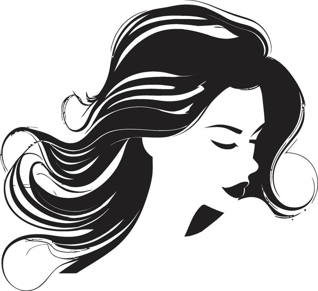 feminin Anmut schwarz Logo mit ein Frauen Gesicht ikonisch Schönheit Vektor Symbol mit Frauen Gesicht