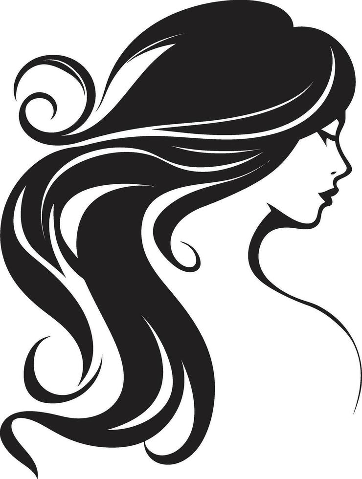 Eleganz enthüllt weiblich Gesicht Logo im schwarz ikonisch Schönheit Vektor Symbol mit einfarbig weiblich Gesicht