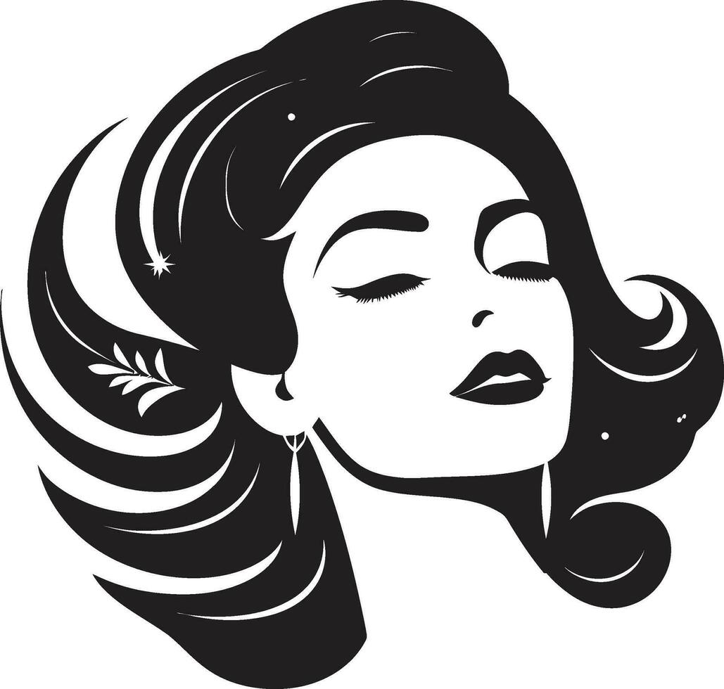 geformt Schönheit schwarz weiblich Gesicht im Emblem mystisch locken schwarz Logo von ein Frauen Gesicht vektor