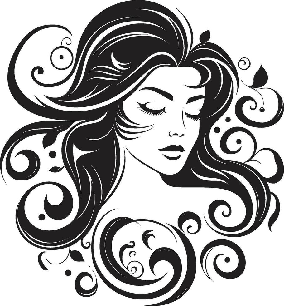 ewig Geheimnis Logo mit schwarz weiblich Gesicht Ermächtigung durch Anmut schwarz Gesicht Design Emblem vektor