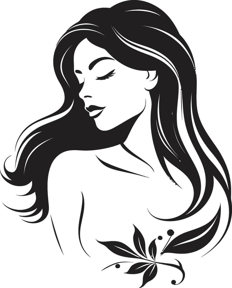 skulpterad skönhet kvinna ansikte i svart logotyp tidlös locka svart ansikte design emblem vektor
