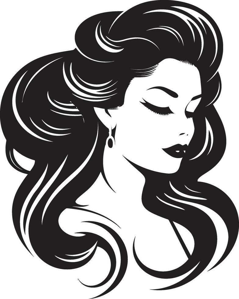 evig lugn logotyp design med svart kvinna ansikte bemyndigande genom elegans kvinna ansikte emblem i svart vektor