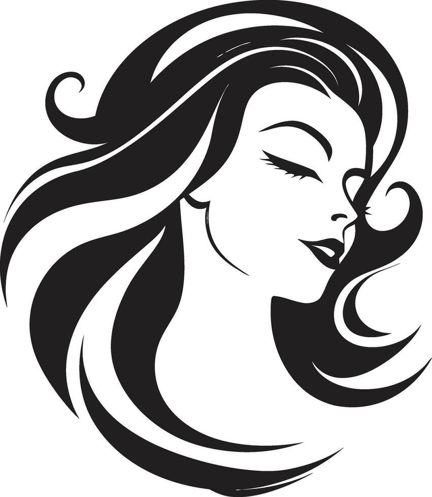 ewig Schönheit Logo von ein Frauen Gesicht Ermächtigung durch Gelassenheit schwarz weiblich Gesicht Emblem vektor