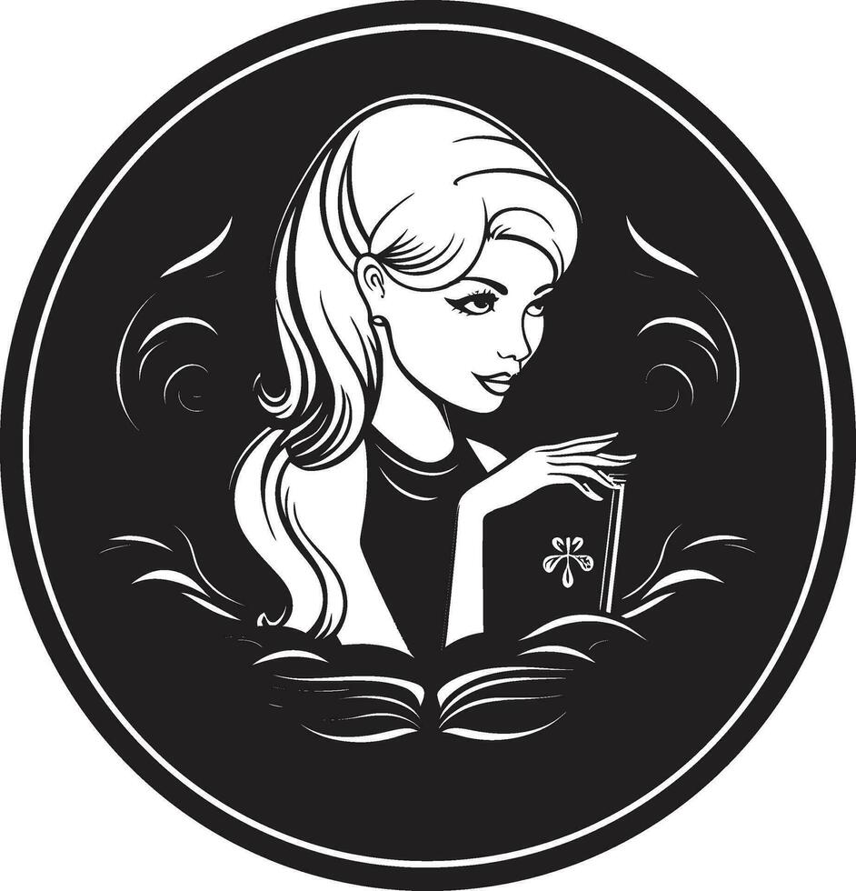 entsperren Kreativität weiblich Lehrer mit Vektor Buch kunstvoll Bildung Frau Führer mit Buch Logo Symbol