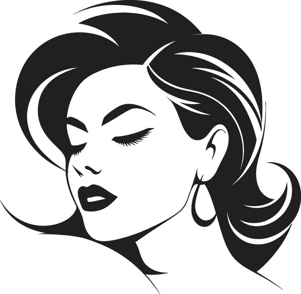 elegans fångad svart logotyp med honor ansikte mystisk enkelhet emblem terar kvinna ansikte vektor