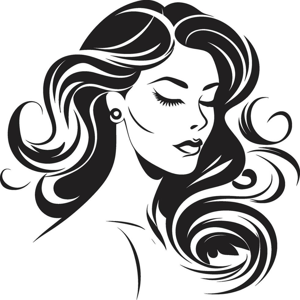 subtil Charme schwarz Logo mit Frauen Gesicht geformt Schönheit weiblich Gesicht im schwarz Logo vektor