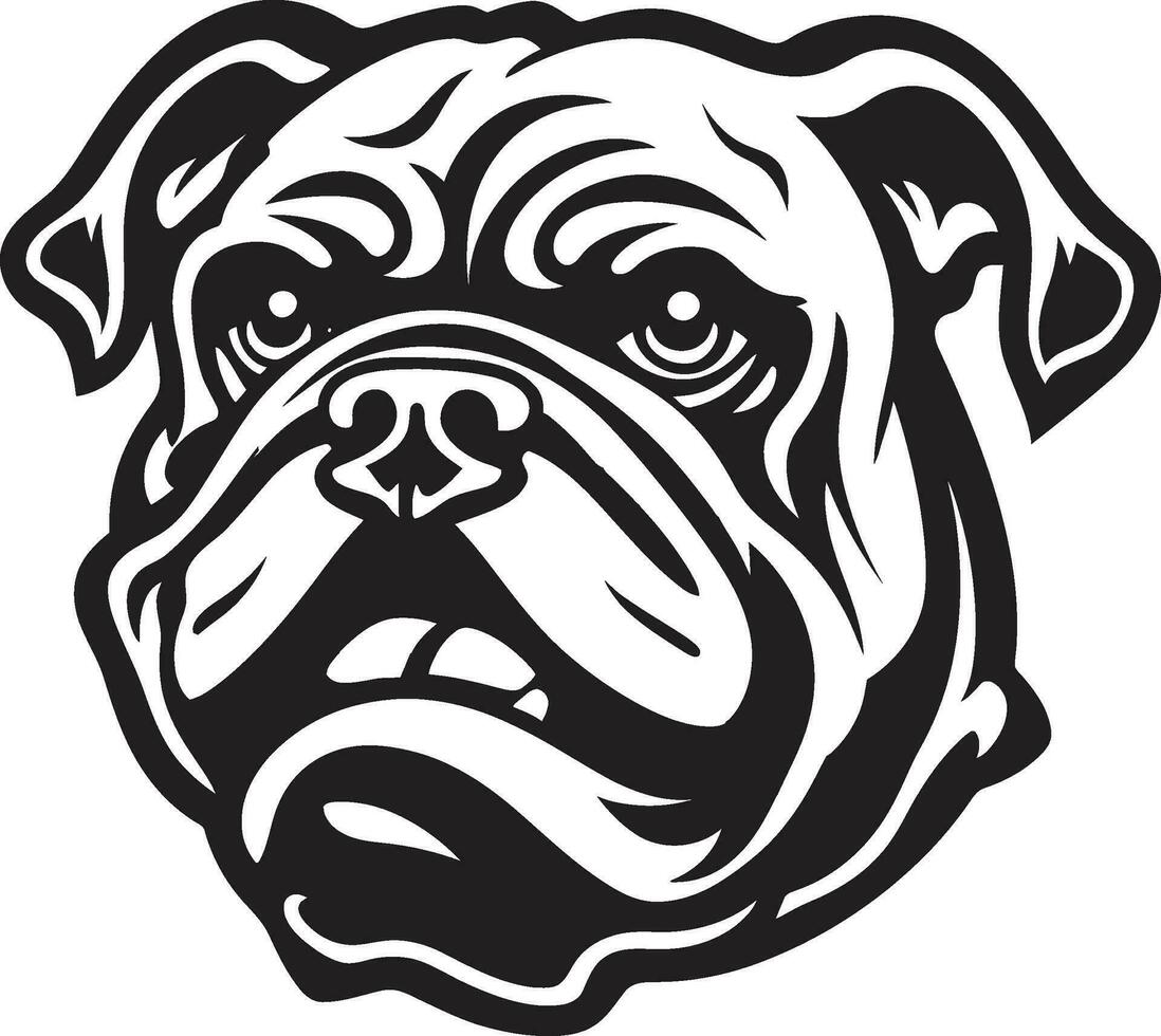 kunglig hund konst bulldogg i svart vektor ikon orädd försvarare svart logotyp med bulldogg ikon