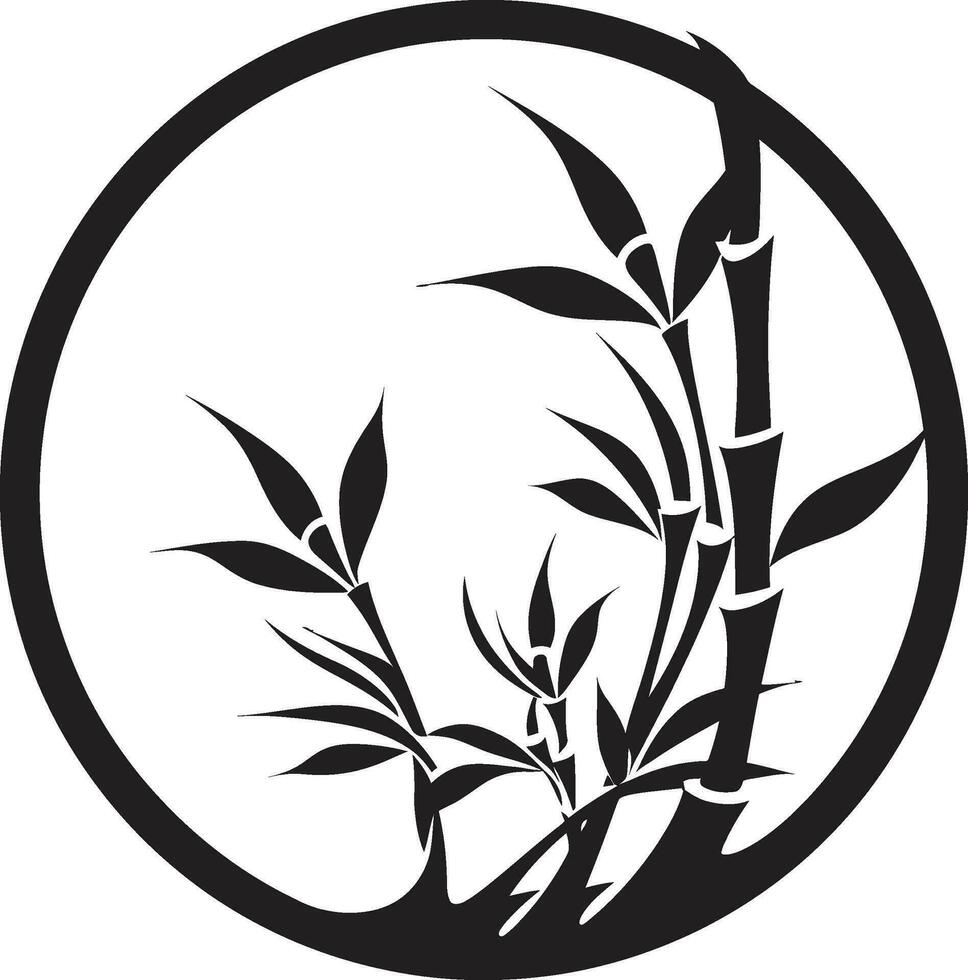 utsökt botanisk konst bambu i svart vektor bambu charm svart logotyp design med vektor ikon