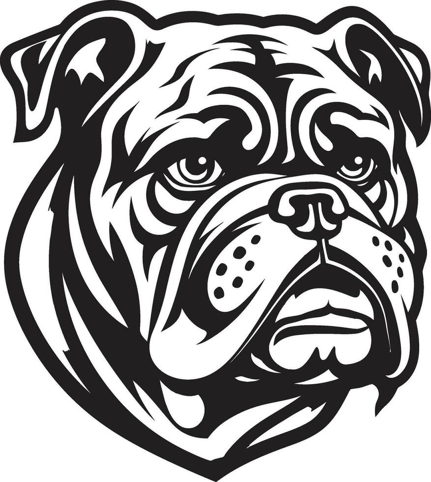 Regal Bulldogge Majestät schwarz Emblem Design monochromatisch Exzellenz Bulldogge Vektor Symbol