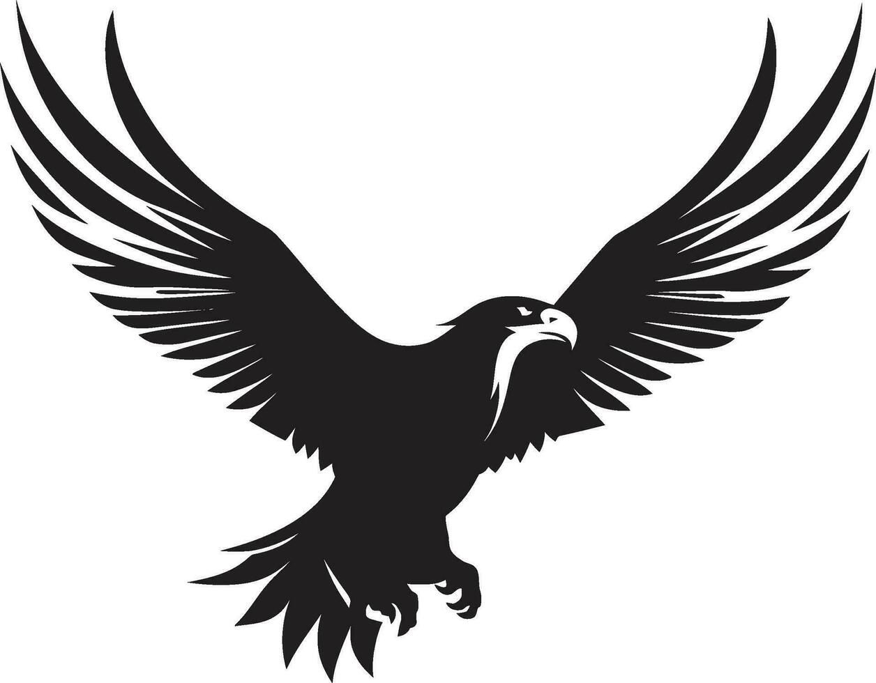 edel Flügel schwarz Adler Logo Symbol von Freiheit schwarz Adler Symbol vektor