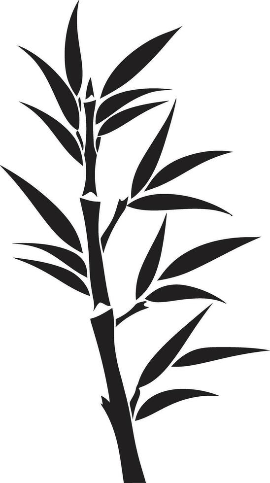 naturlig symmetri bambu i svart vektor emblem svart och grön harmoni ikoniska bambu logotyp