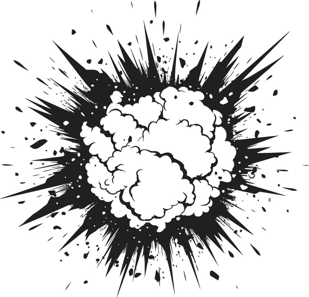 aufregend Einschlag enthüllt schwarz Logo mit Explosion abenteuerlich Kunst Vektor Symbol im schwarz