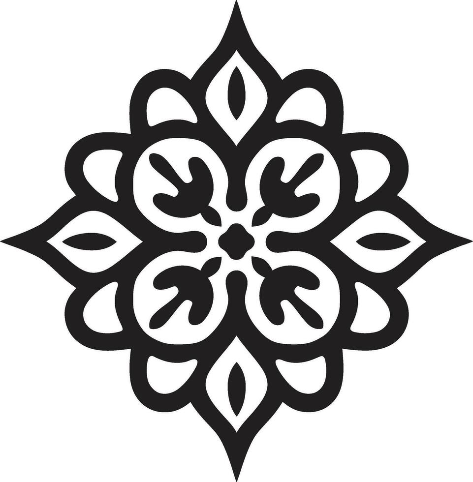 Arabisch Schätze im einfarbig Blumen- Emblem mit Blumen geometrisch Meisterschaft enthüllt Arabisch Blumen- Logo vektor