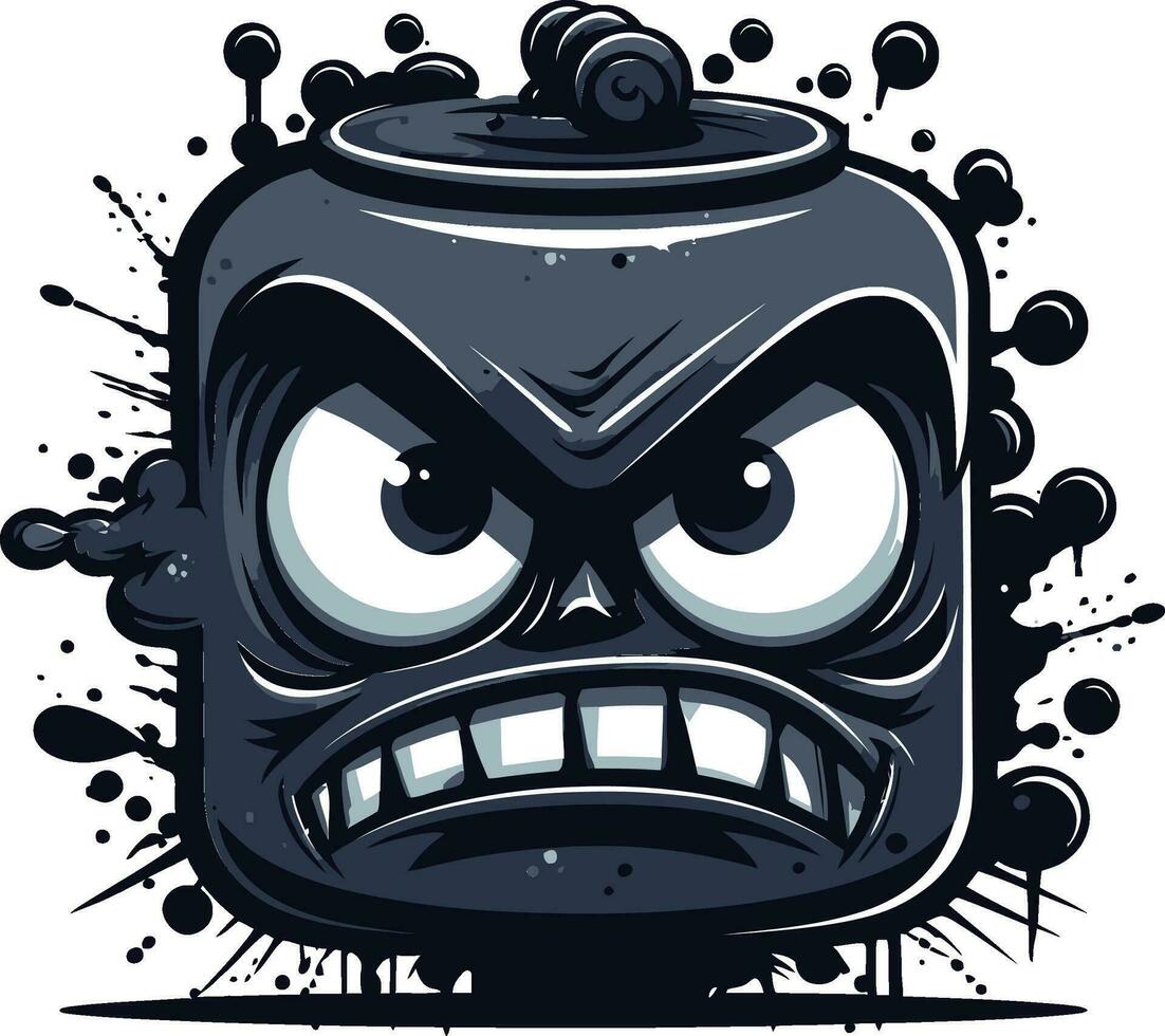 Rebell mit ein können wütend sprühen Farbe Design schwarz Logo von Aggression Vektor Maskottchen