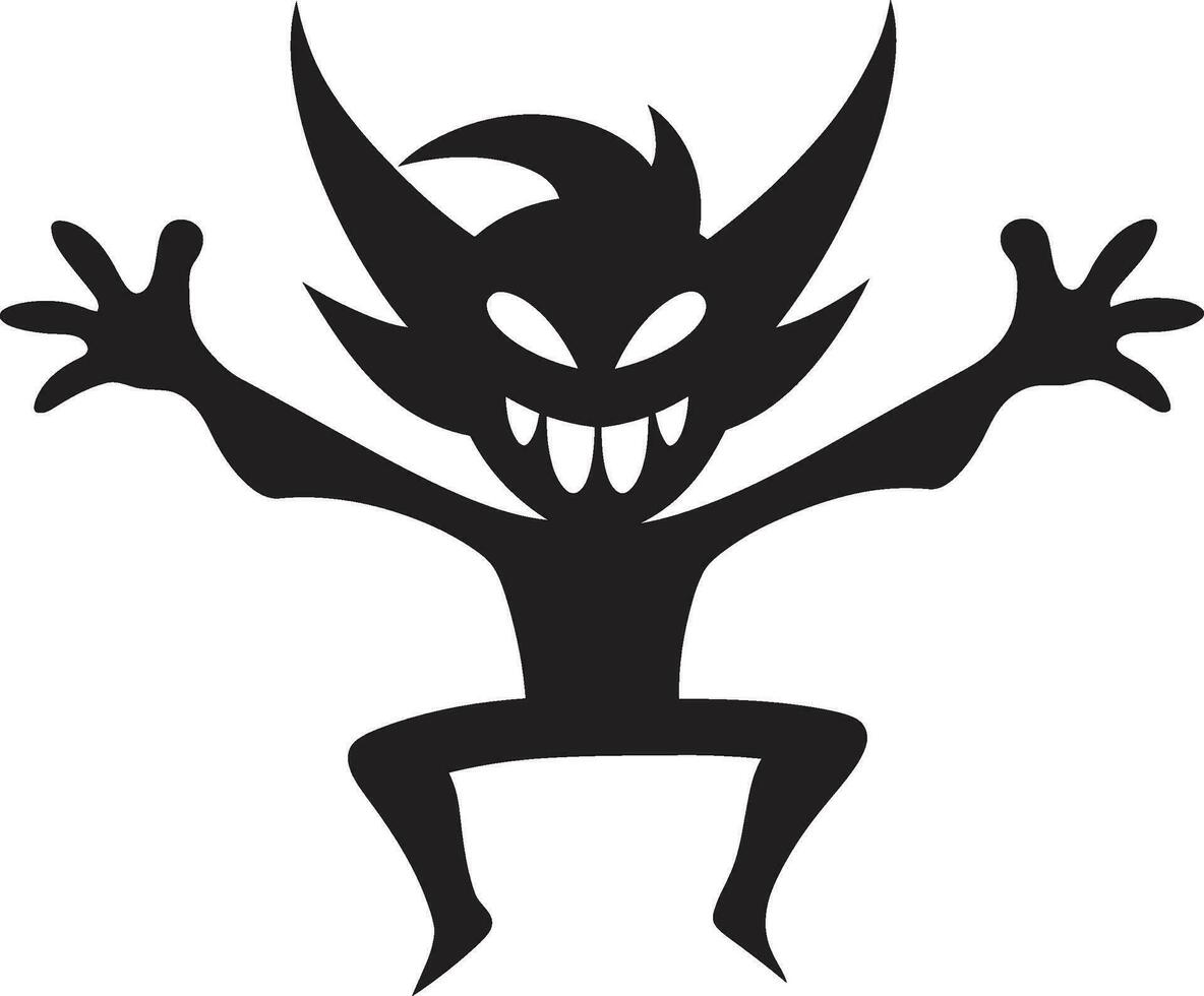 ikonisch Kreatur entfesselt schwarz Emblem Design schwarz und charmant Karikatur Monster- Vektor Symbol