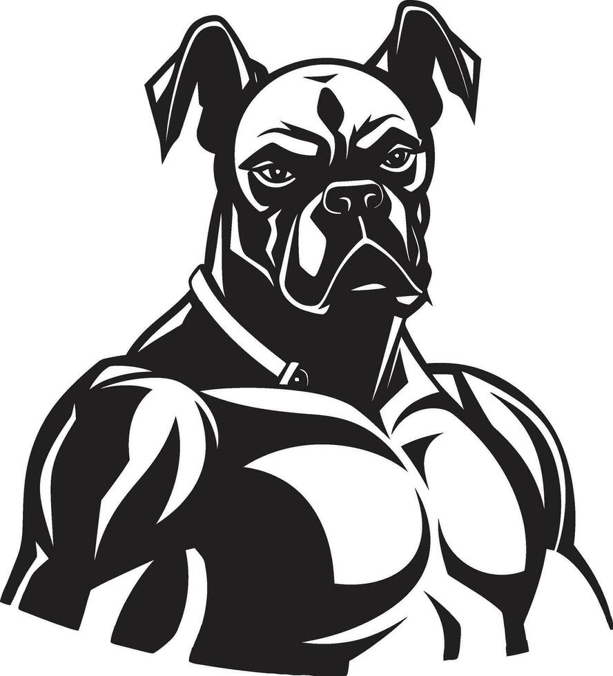 ikonisch Sportlichkeit schwarz Logo mit Boxer Hund mächtig Maskottchen schwarz Boxer Hund Logo Vektor Symbol