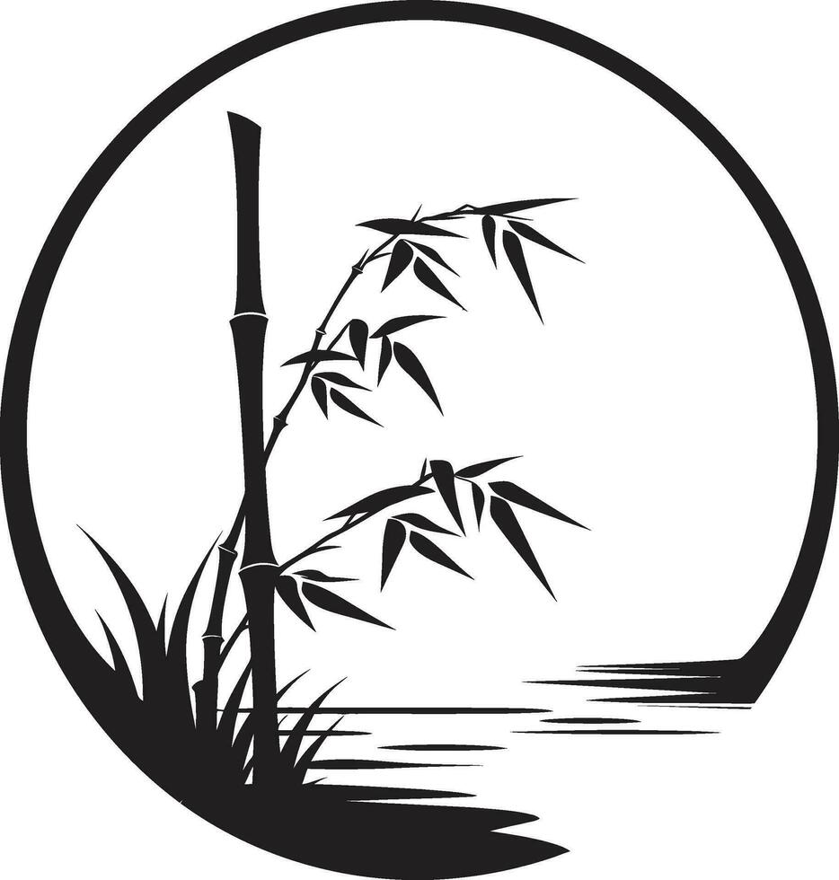Bambus Zen Design enthüllt im schwarz elegant Logo mit Vektor Symbol ikonisch natürlich Gelassenheit Zen Garten mit schwarz Bambus Pflanze Symbol