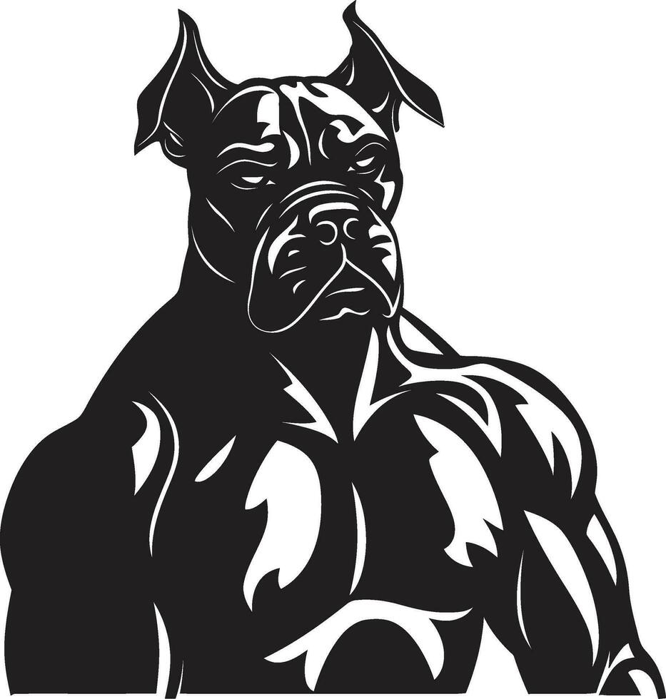 Vektor Kunst neu definiert Sport Boxer Hund Emblem sportlich Geist enthüllt schwarz Logo mit Boxer Maskottchen