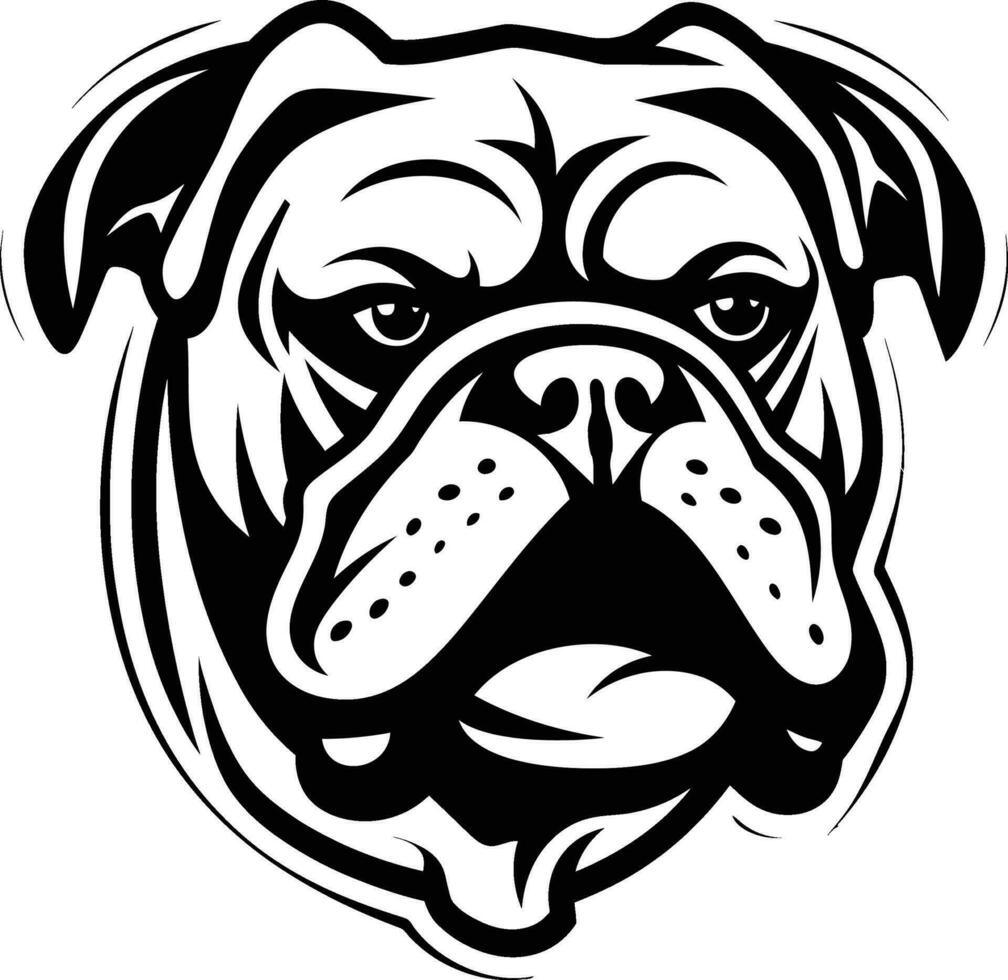 Regal Hund Kunst Bulldogge im schwarz Vektor Symbol furchtlos Verteidiger schwarz Logo mit Bulldogge Symbol