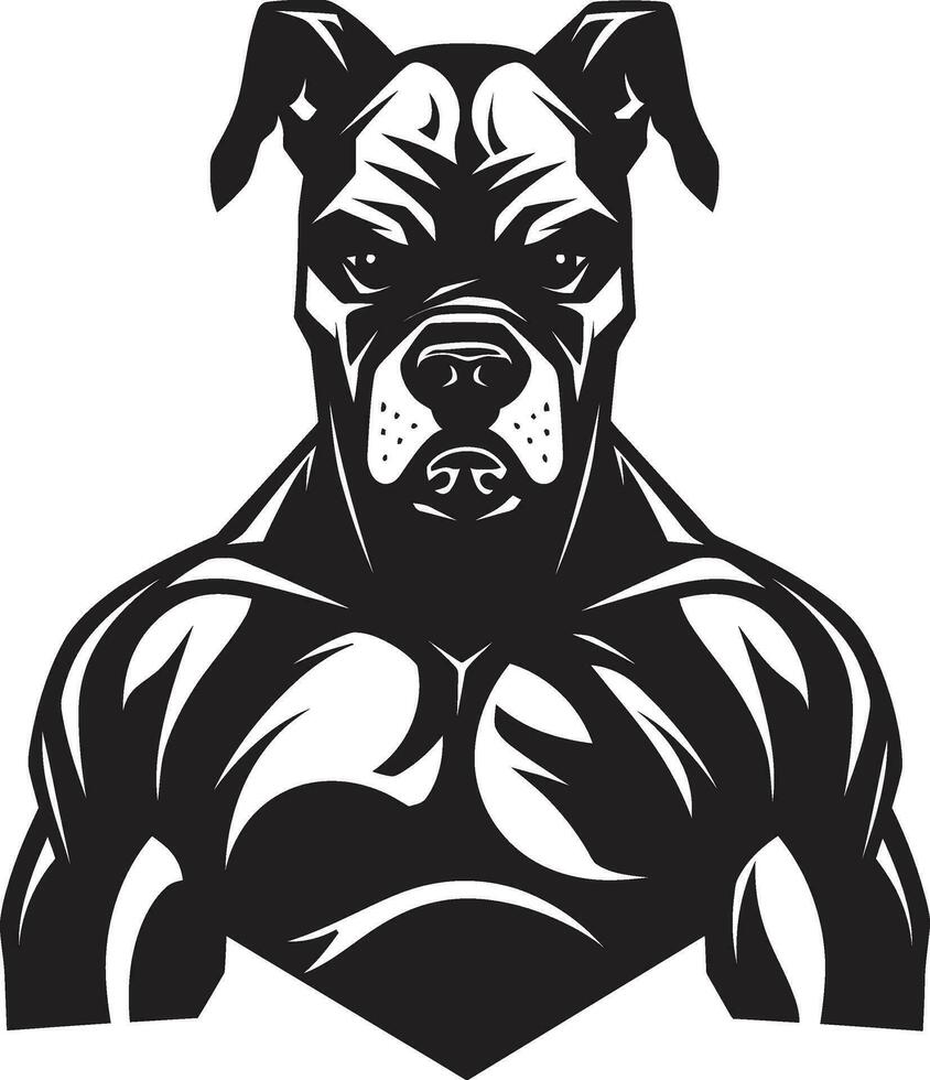 utsökt sportig konst boxare hund i svart vektor maskot muskel svart logotyp med atletisk boxare