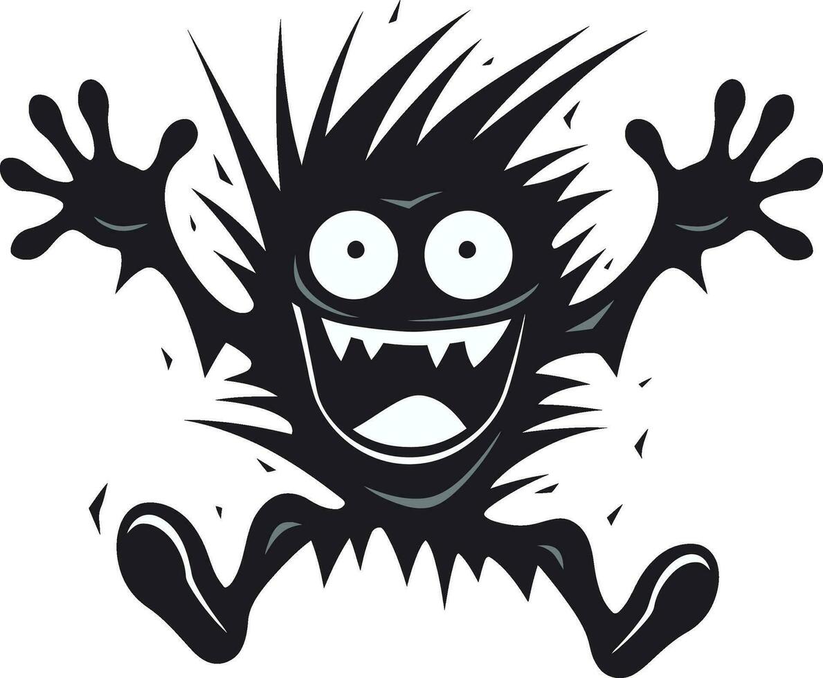 djurisk charm svart logotyp med tecknad serie monster monster berättelse vektor ikon i svart