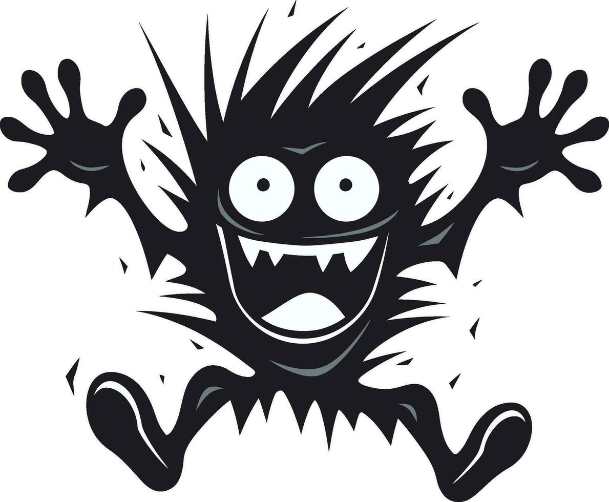 tierisch Charme schwarz Logo mit Karikatur Monster- Monster Geschichte Vektor Symbol im schwarz