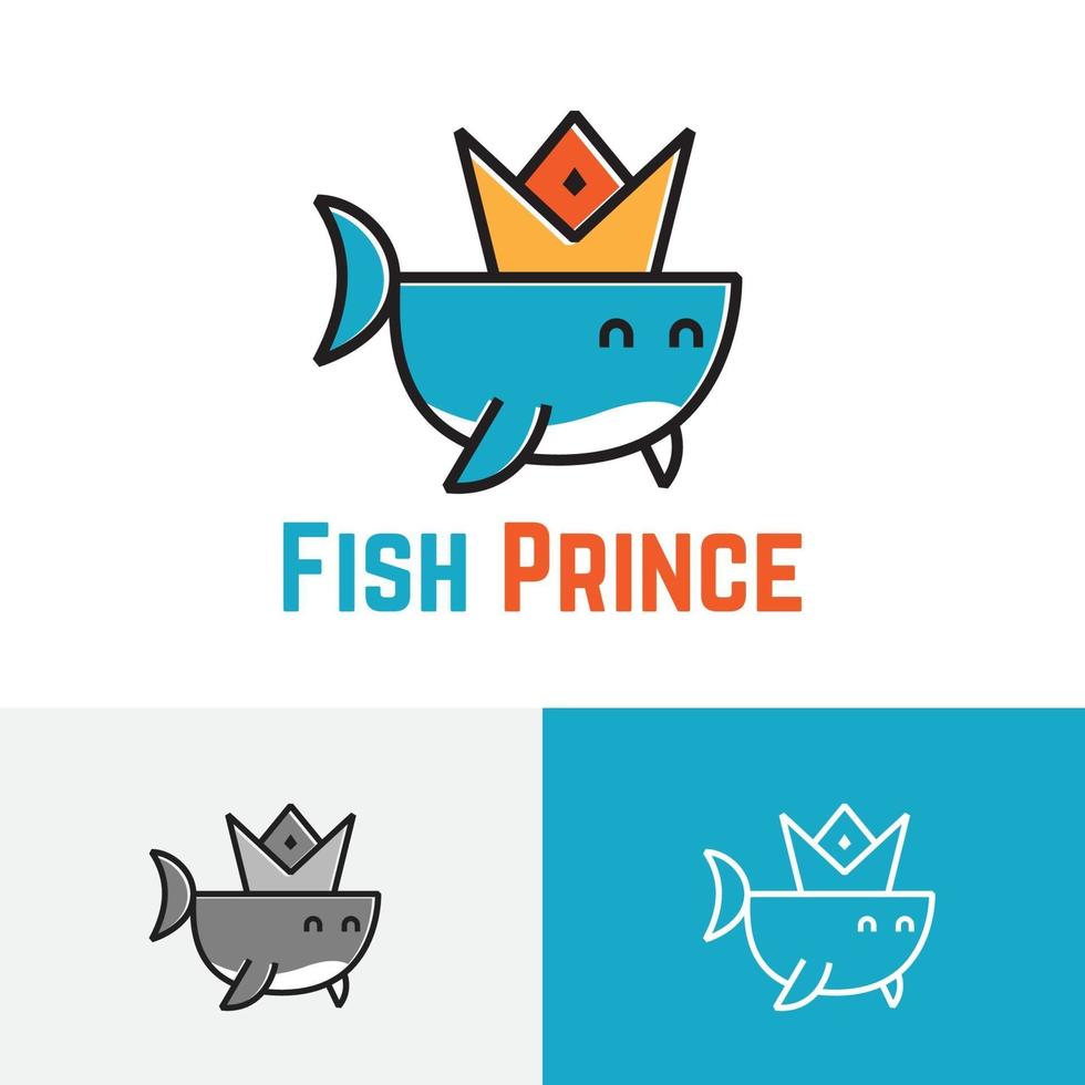 süße kleine Krone Fisch Wasser Tier Logo Symbol vektor