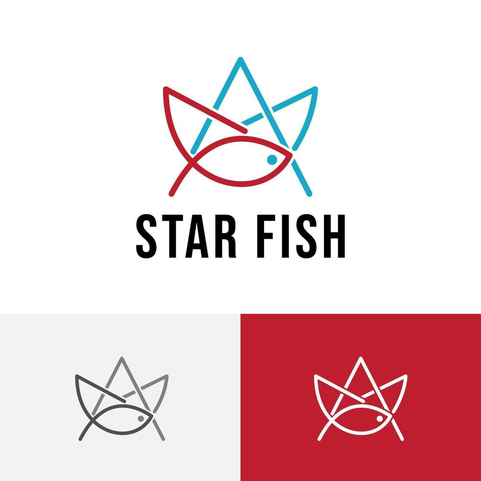 stjärna fisk monoline enkel modern djur logotyp vektor