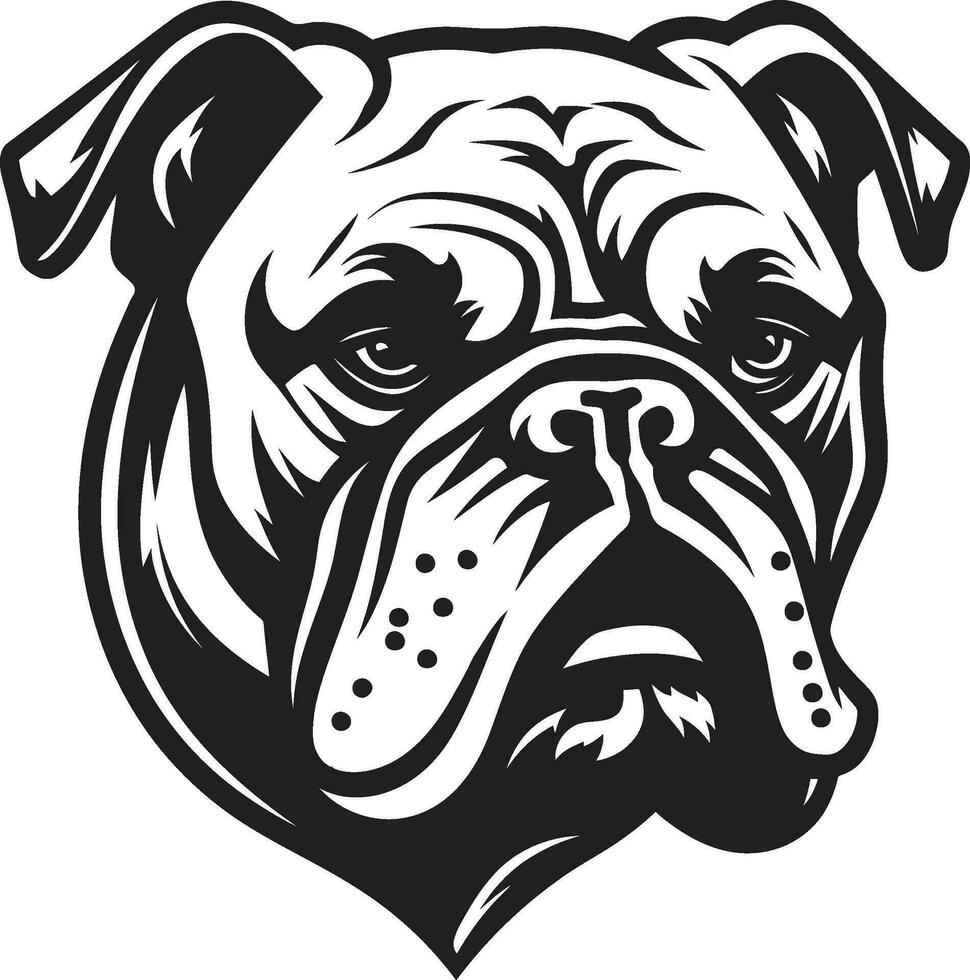 ikoniska styrka svart logotyp med bulldogg mäktig maskot svart bulldogg logotyp vektor ikon