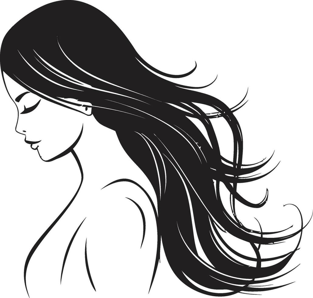 mystisch Aura schwarz Emblem mit Frauen Antlitz Symbol im einfarbig ewig Schönheit Logo von ein Frauen Gesicht im schwarz einfarbig vektor