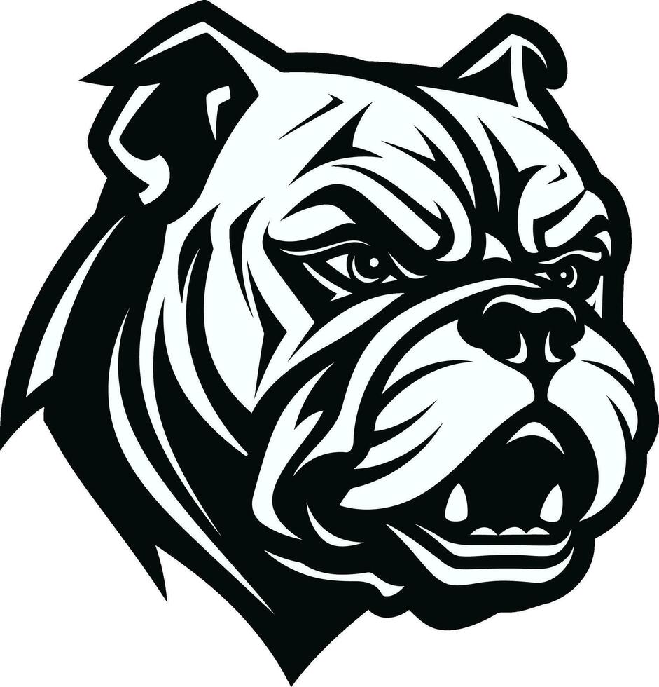 Regal Hund Kunst Bulldogge im schwarz Vektor Symbol Fett gedruckt und furchtlos schwarz Logo mit Bulldogge