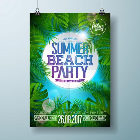 Vector Summer Beach Party Flygdesign med typografisk design