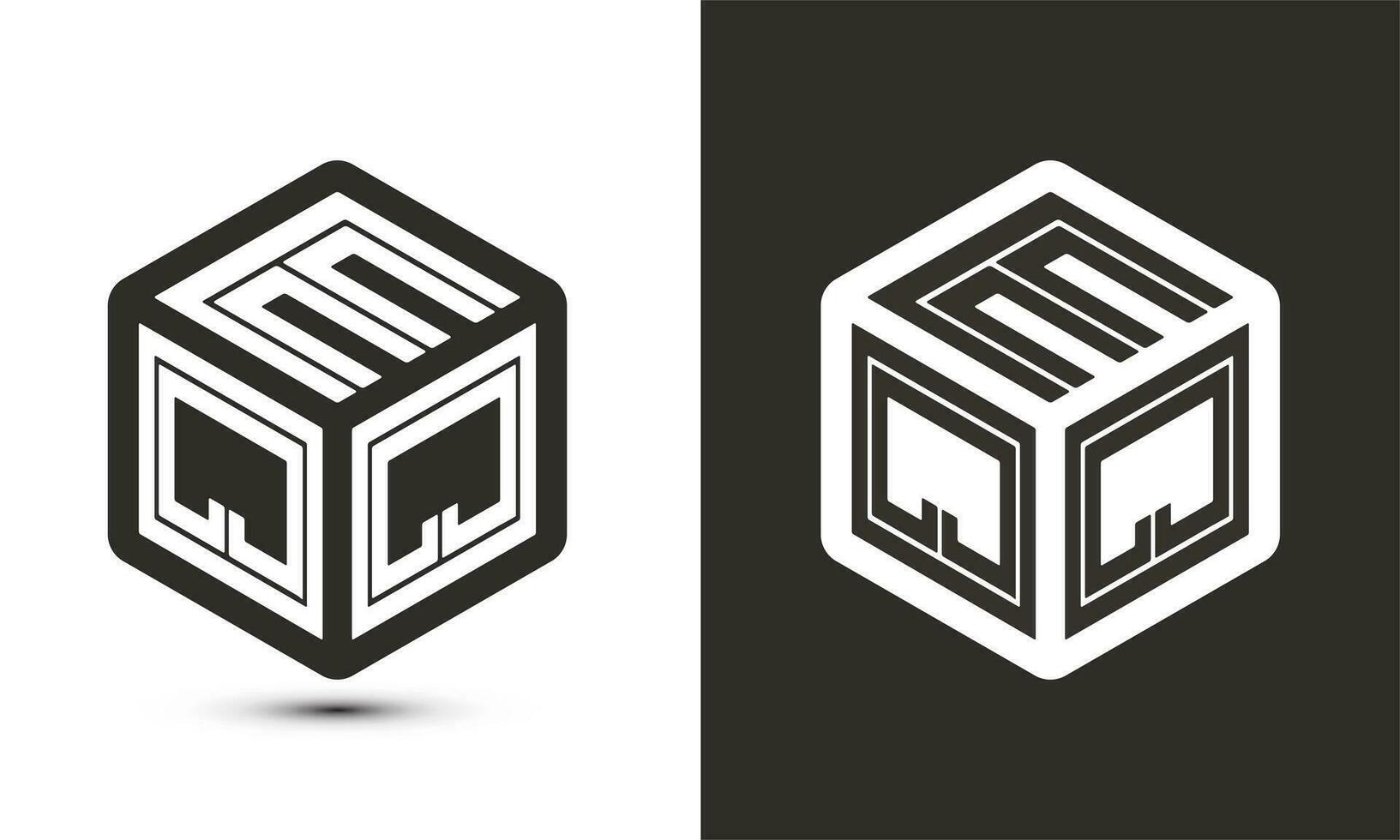 ekv brev logotyp design med illustratör kub logotyp, vektor logotyp modern alfabet font överlappning stil.