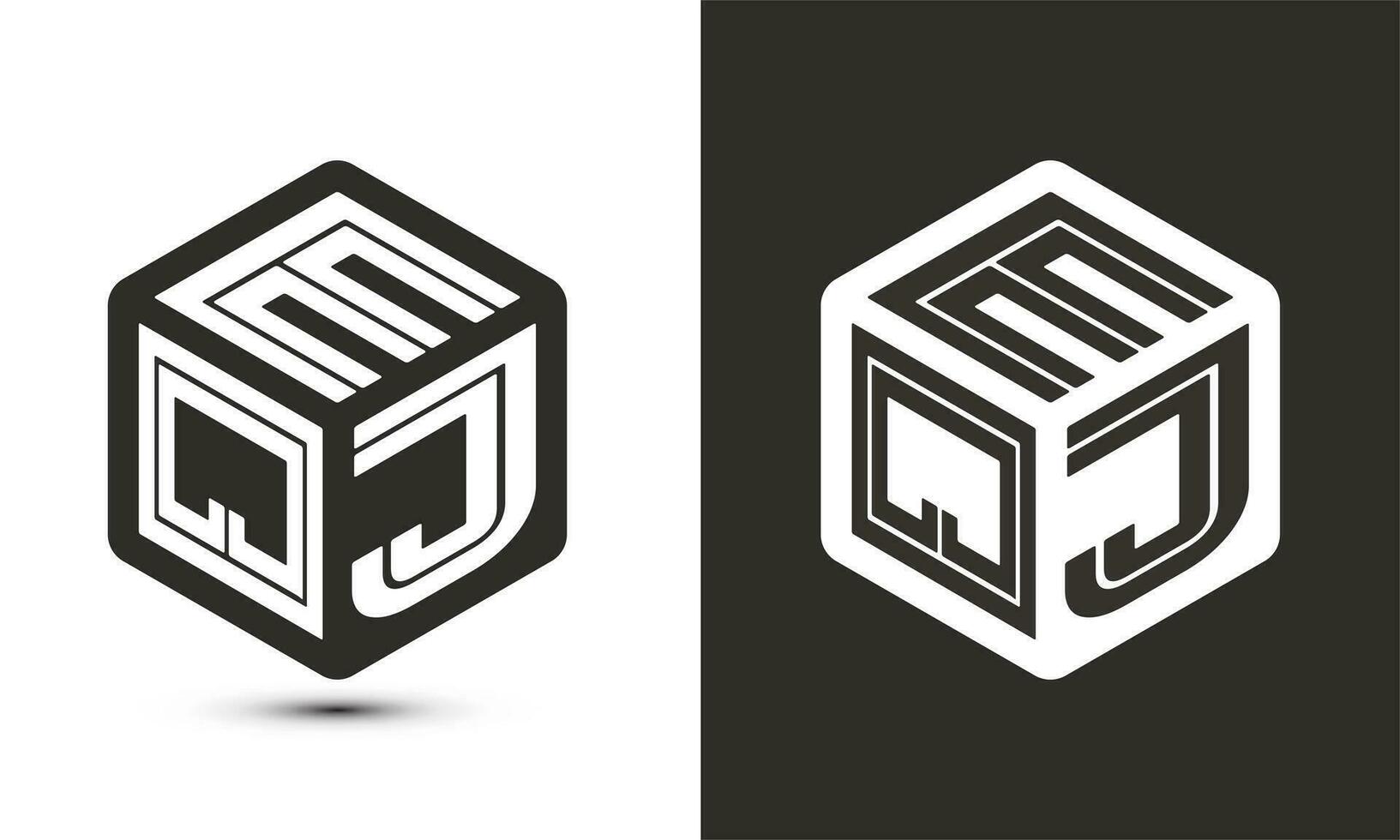 eqj brev logotyp design med illustratör kub logotyp, vektor logotyp modern alfabet font överlappning stil.