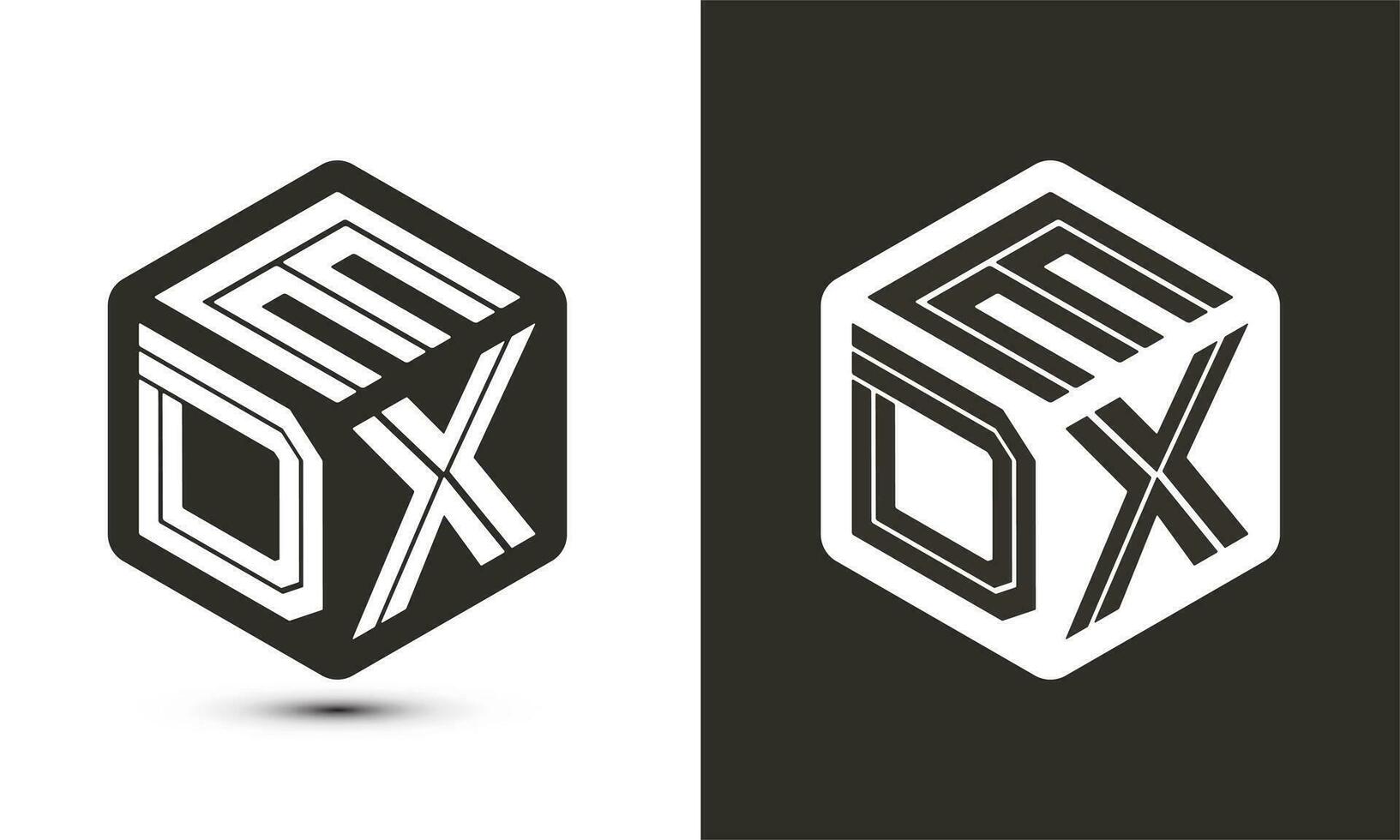 edx brev logotyp design med illustratör kub logotyp, vektor logotyp modern alfabet font överlappning stil.