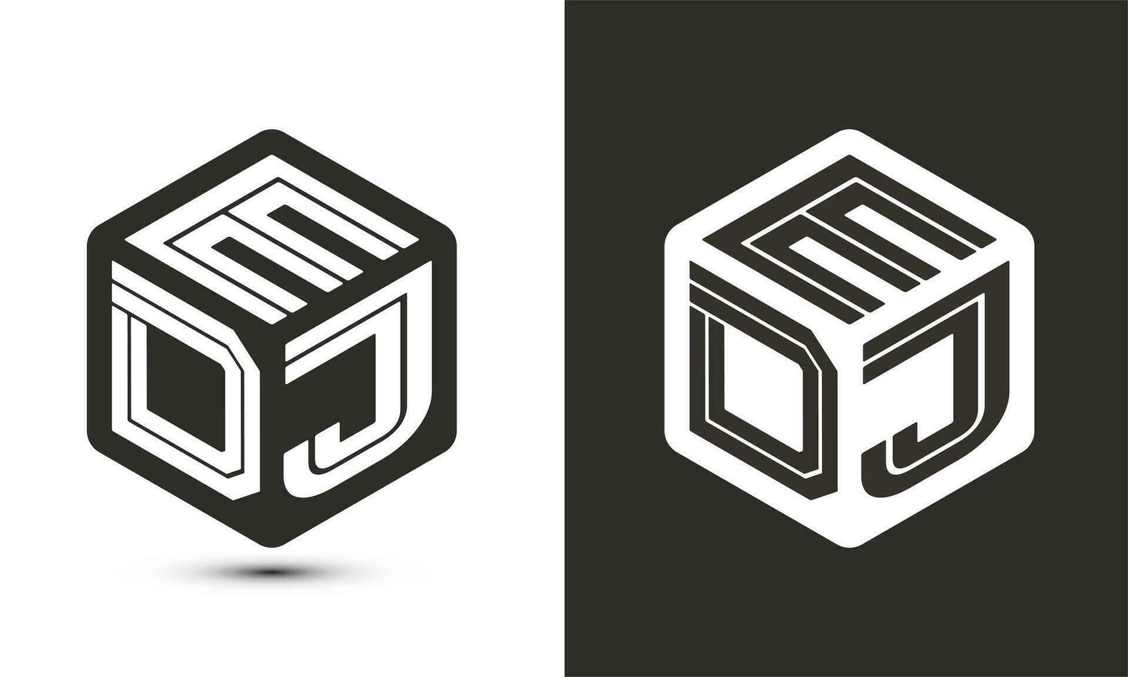 edj brev logotyp design med illustratör kub logotyp, vektor logotyp modern alfabet font överlappning stil.