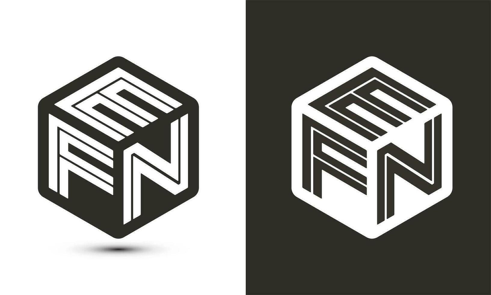 efn brev logotyp design med illustratör kub logotyp, vektor logotyp modern alfabet font överlappning stil.