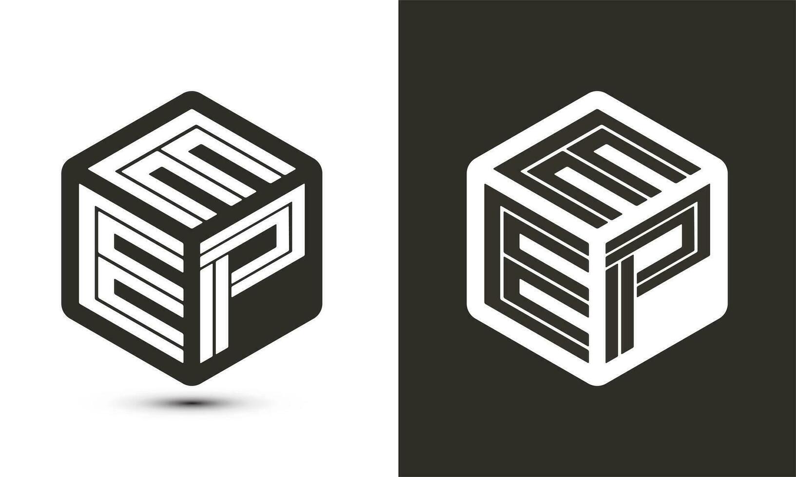 eep brev logotyp design med illustratör kub logotyp, vektor logotyp modern alfabet font överlappning stil.