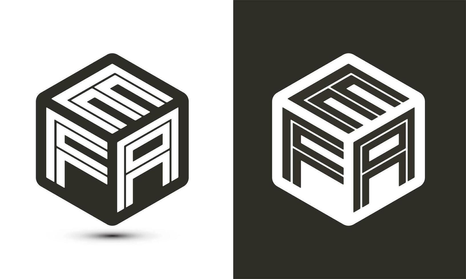 efa brev logotyp design med illustratör kub logotyp, vektor logotyp modern alfabet font överlappning stil.