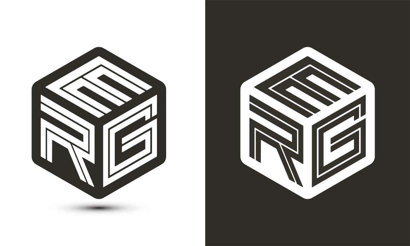 Erg Brief Logo Design mit Illustrator Würfel Logo, Vektor Logo modern Alphabet Schriftart Überlappung Stil.