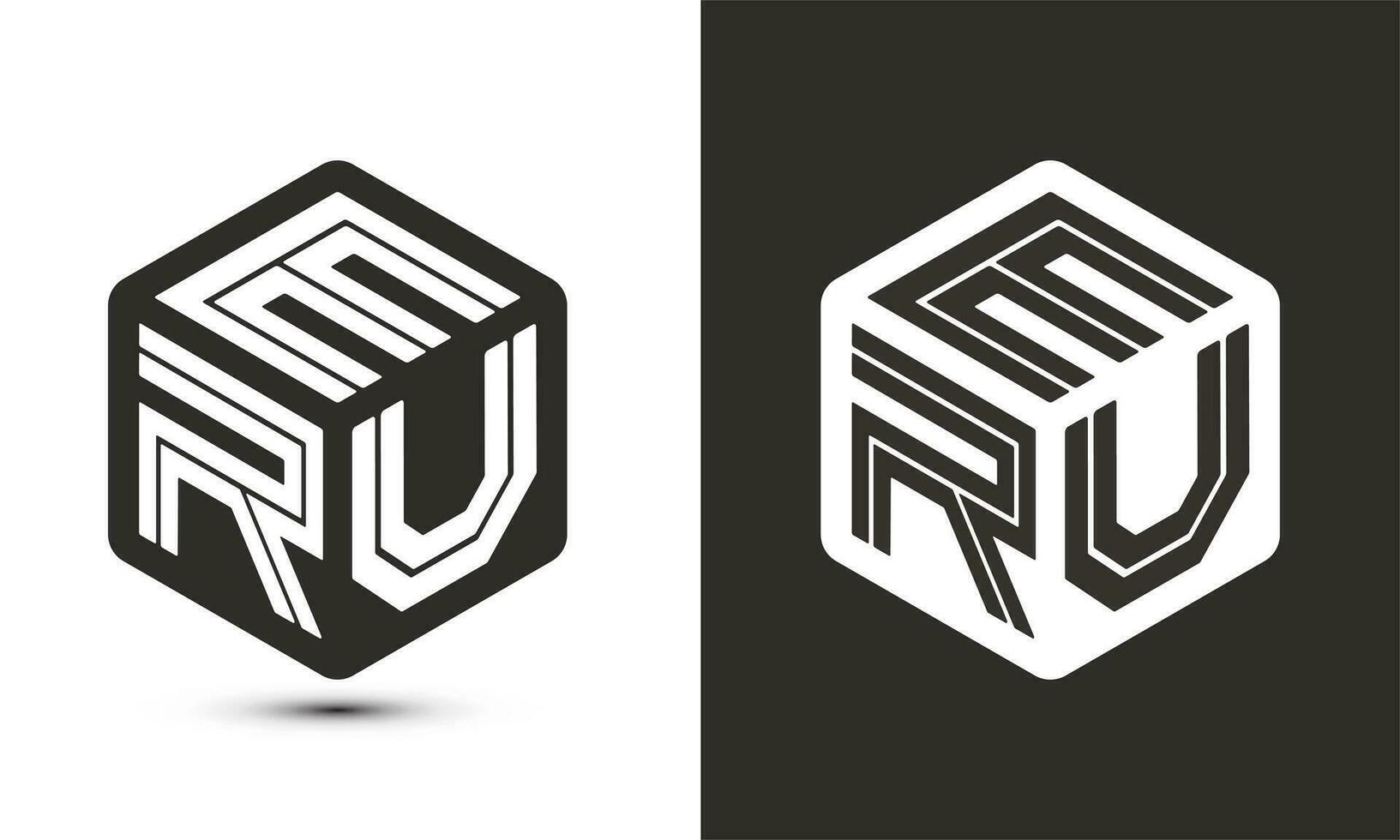 eru brev logotyp design med illustratör kub logotyp, vektor logotyp modern alfabet font överlappning stil.