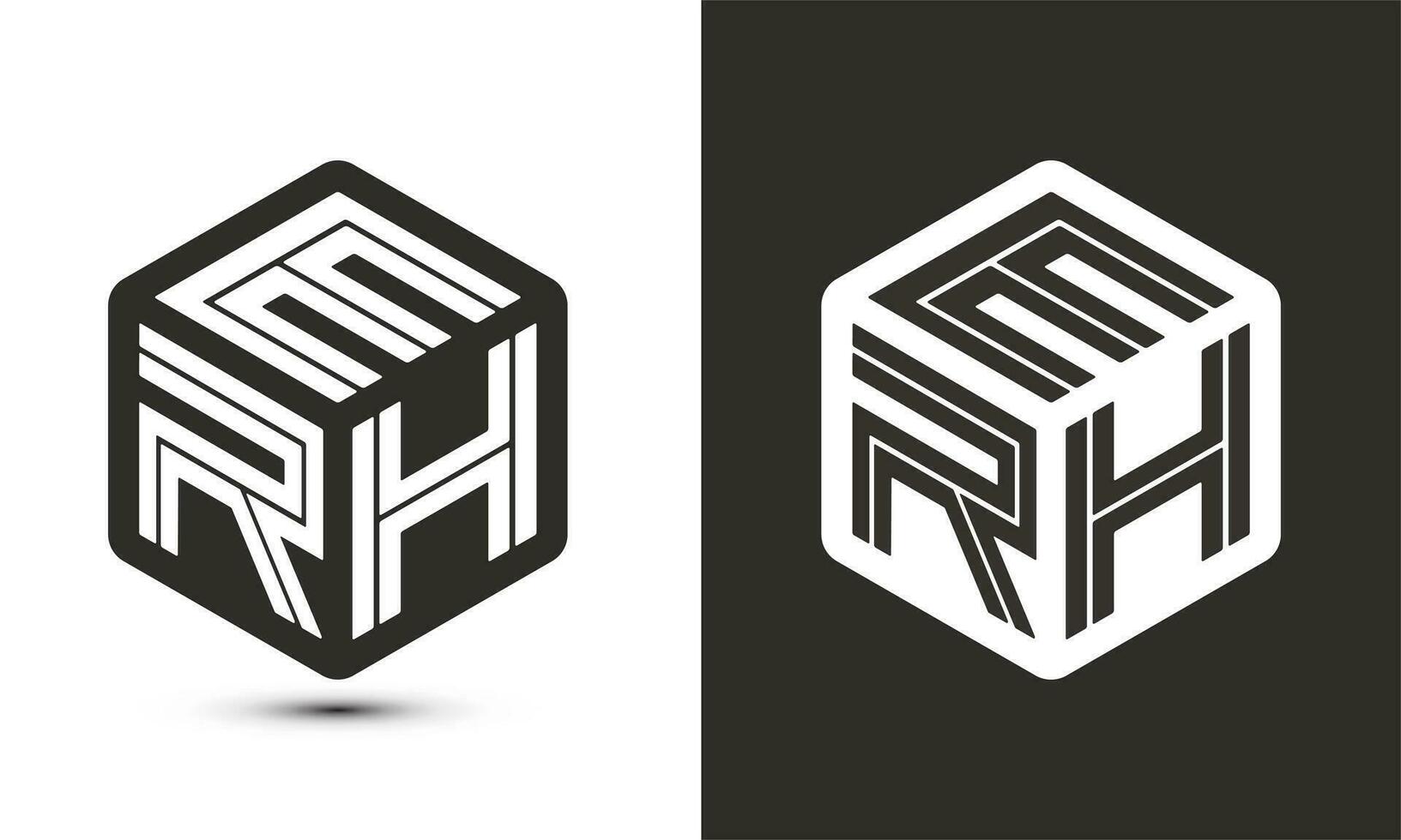 eh brev logotyp design med illustratör kub logotyp, vektor logotyp modern alfabet font överlappning stil.