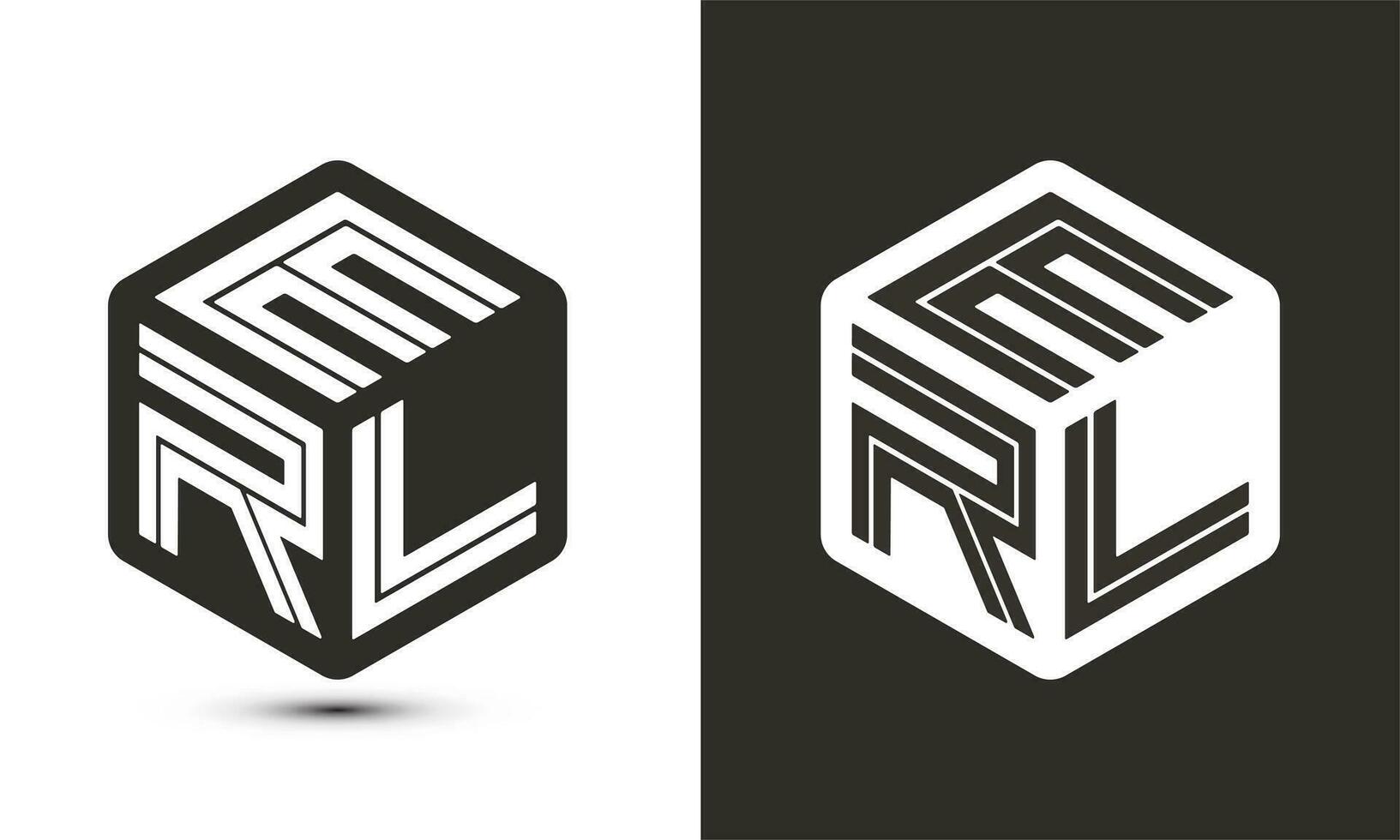 Erl Brief Logo Design mit Illustrator Würfel Logo, Vektor Logo modern Alphabet Schriftart Überlappung Stil.