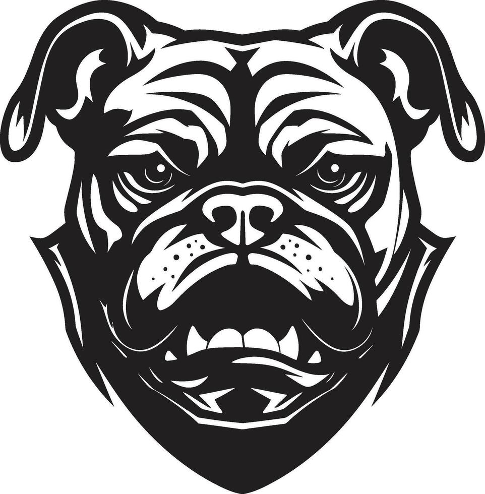 bulldogg kraft svart logotyp design med ikon svart och djärv bulldogg vektor ikon