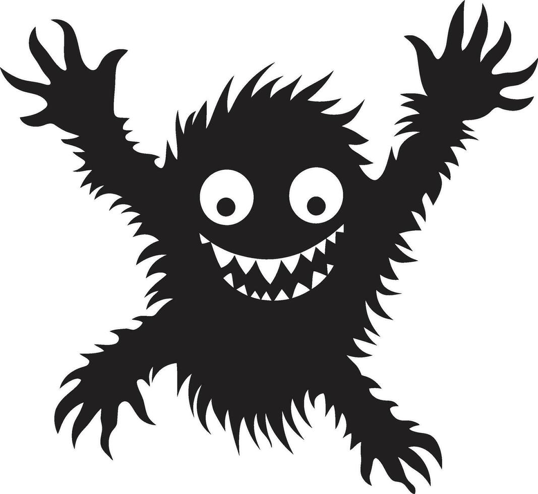 gruselig Karikatur Monster- Design Emblem im schwarz schwarz Schönheit Karikatur Monster- Logo Meisterschaft vektor