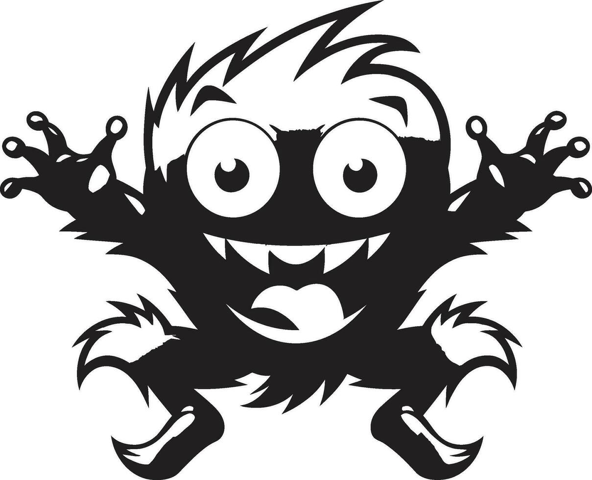 vektor artisteri avtäckt tecknad serie monster emblem monstruös magi svart monster ikon i vektor