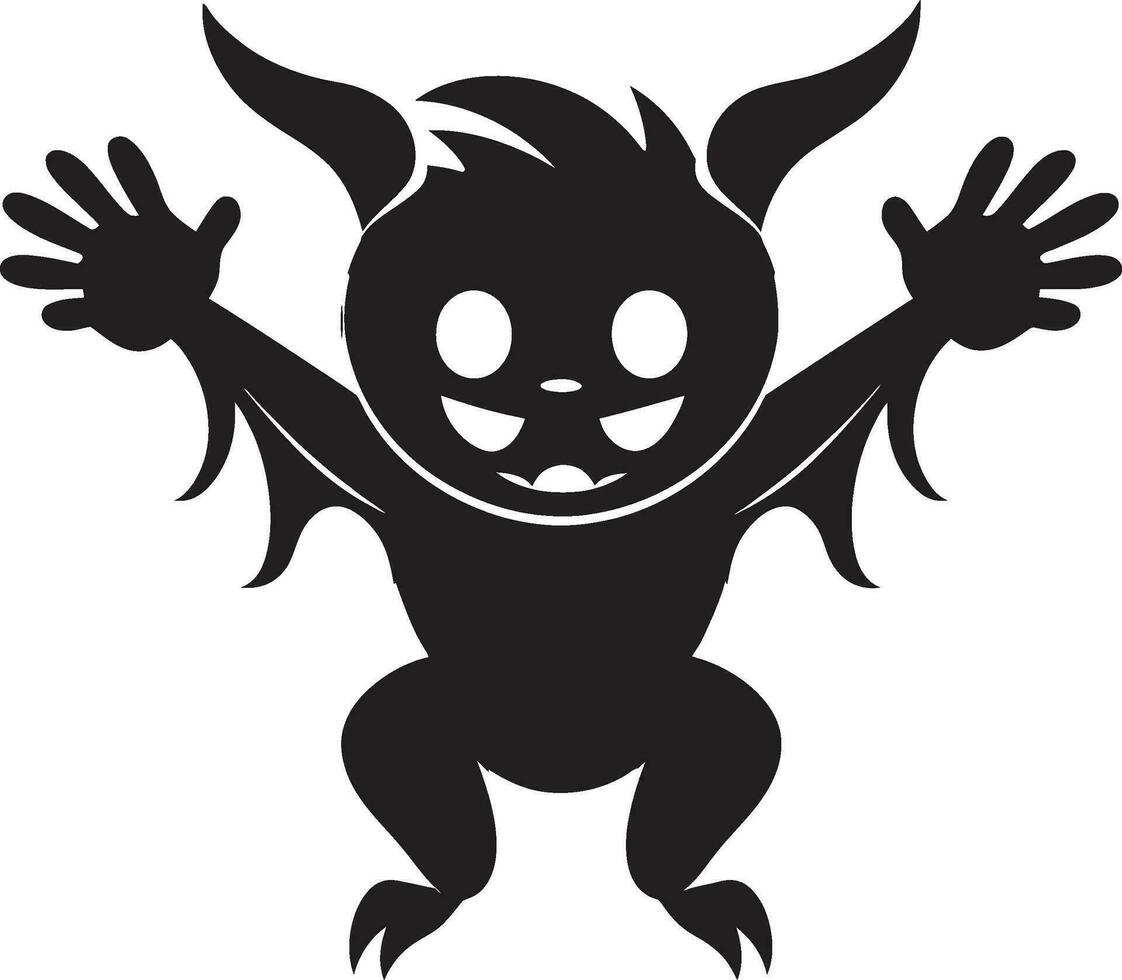 svart och charmig tecknad serie monster vektor symbol monstruös maskot tecknad serie monster logotyp