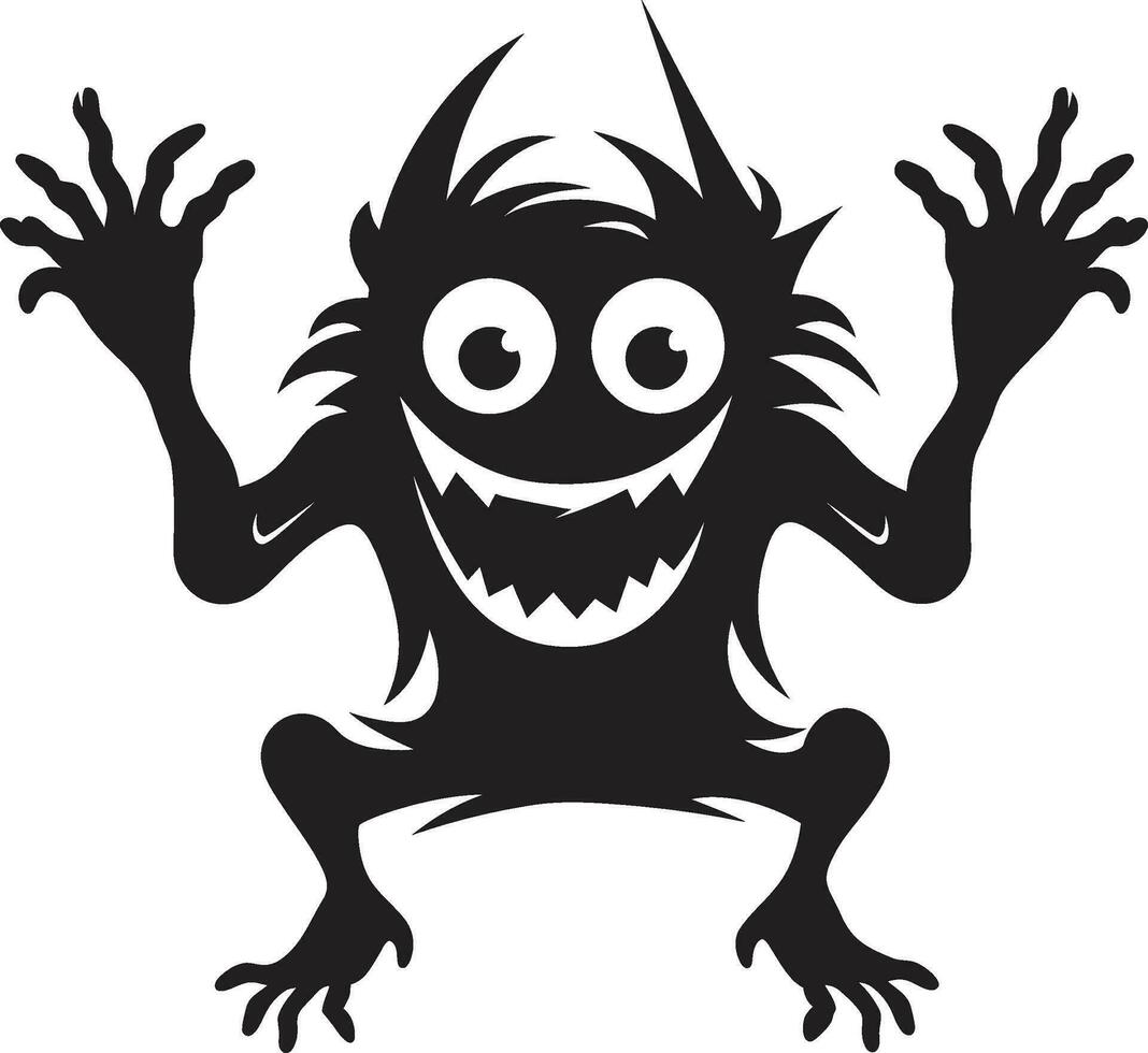 monstruös roligt tecknad serie varelse i svart vektor djurisk charm svart logotyp med tecknad serie monster