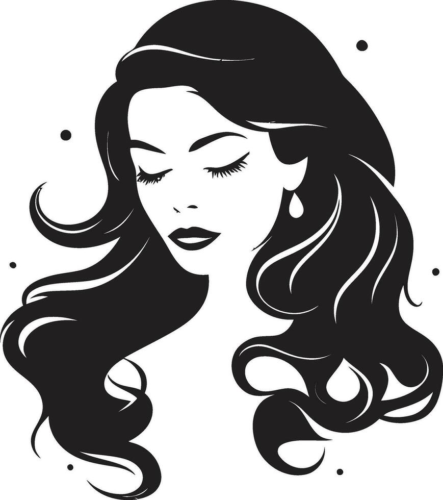 graciös skönhet vektor ikon av en kvinnors profil ikoniska kvinnlighet svart ansikte design emblem