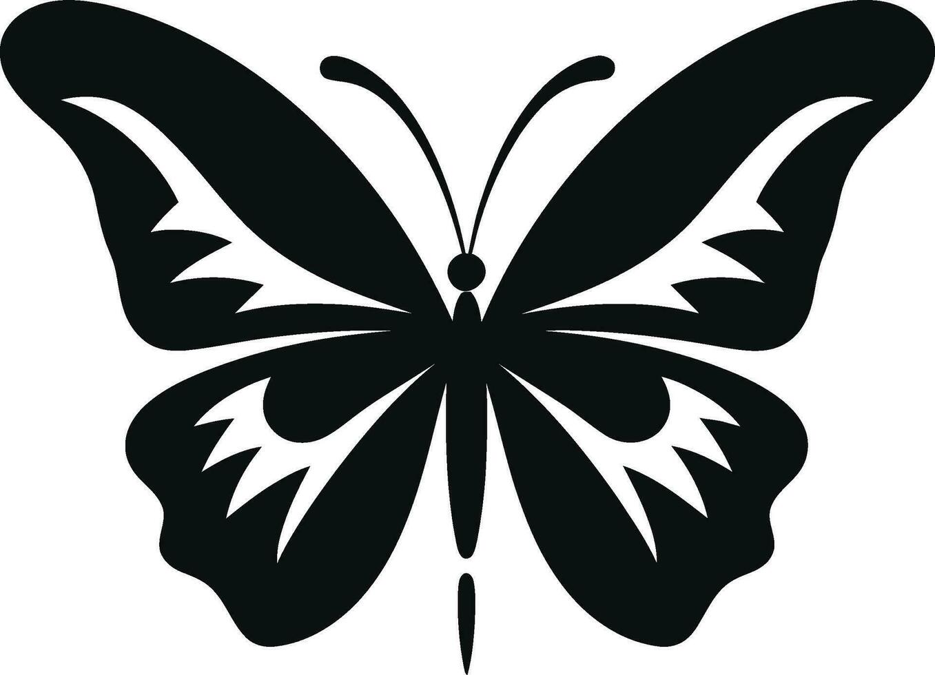 noir Schmetterling Silhouette ein Kennzeichen von Schönheit Schmetterling im Flug schwarz Vektor Emblem